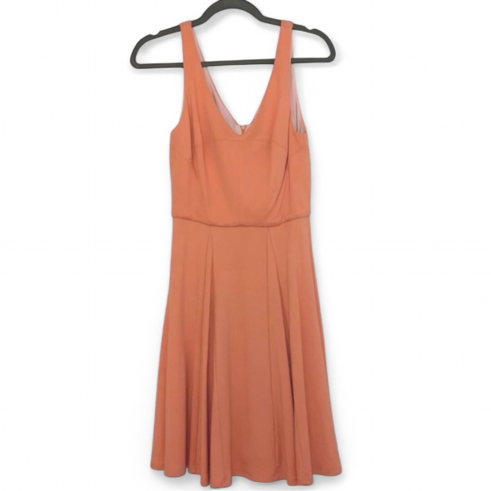 ABS by Allen Schwartz V-neck Peach Flare Dress Size M